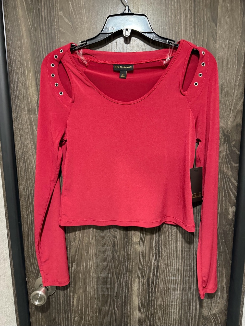 Ruby Red Grommet Shoulder Cutout Top Size Small NWT